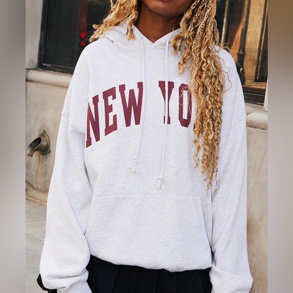 Brandy Melville Gray Hoodie with New York Print